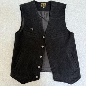Wyoming Traders Mens Vest Virgin Wool Gray Lined Button Up Western Cowboy Size S